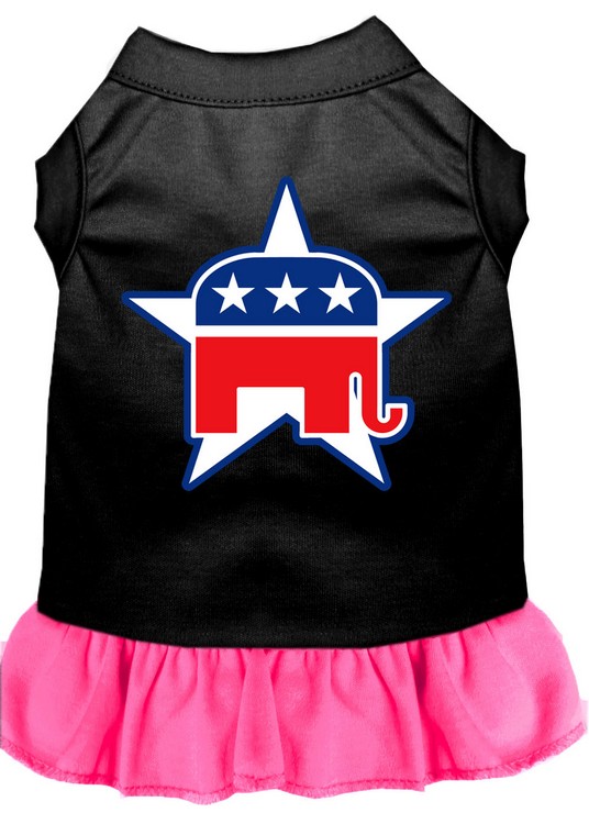 Republican Screen Print Dress Black with Bright Pink XS